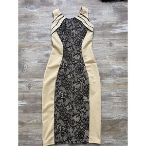 Windsor Cream & Black Lace Fitted Dress Sz Small